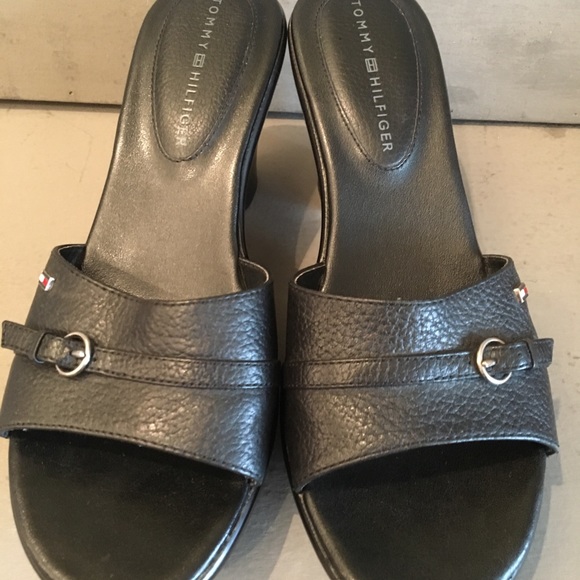 Tommy Hilfiger Shoes - Tommy Hilfiger Black Wedge Sandal~New~Size 6